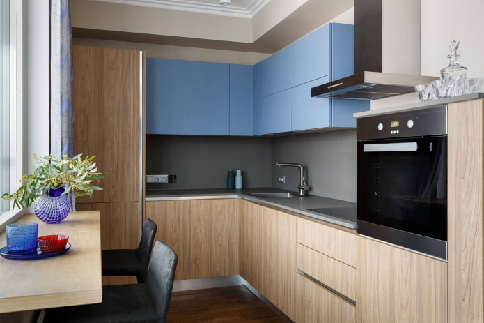 Blue with wood