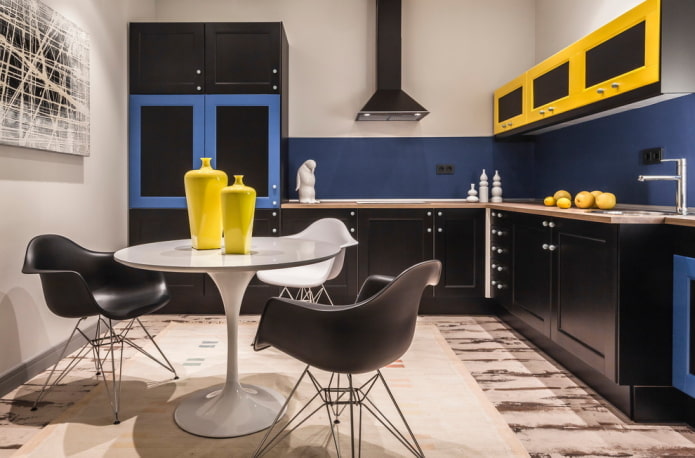 Yellow, black and blue combination
