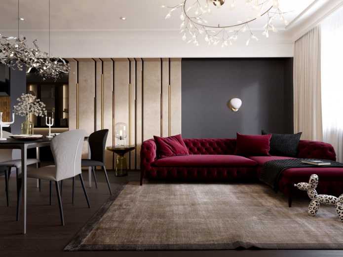 marsala-colored sofa