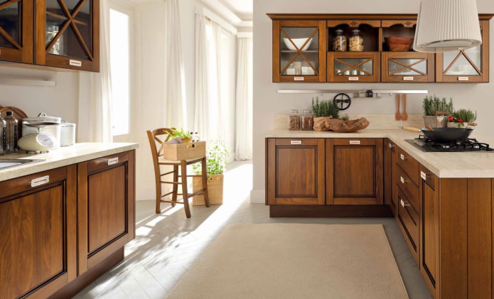 walnut color kitchen