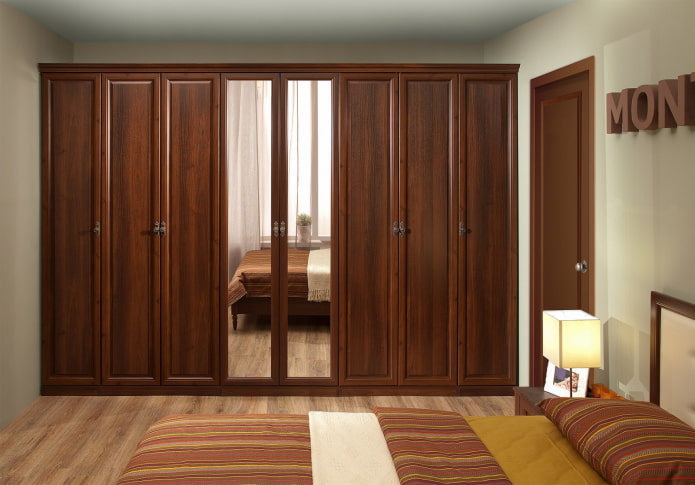 wooden wardrobe along the entire wall