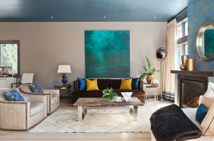 Suspended blue ceiling