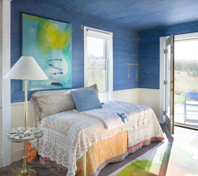 Wooden blue ceiling