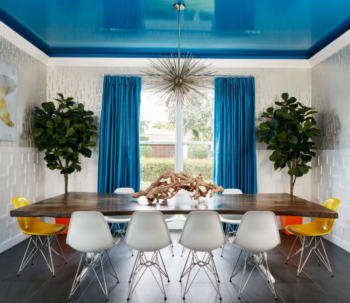 Glossy blue ceiling