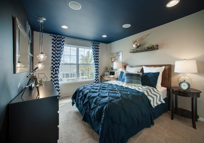 Dark blue ceiling