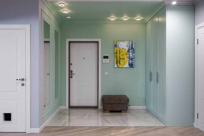 hallway design in mint tones