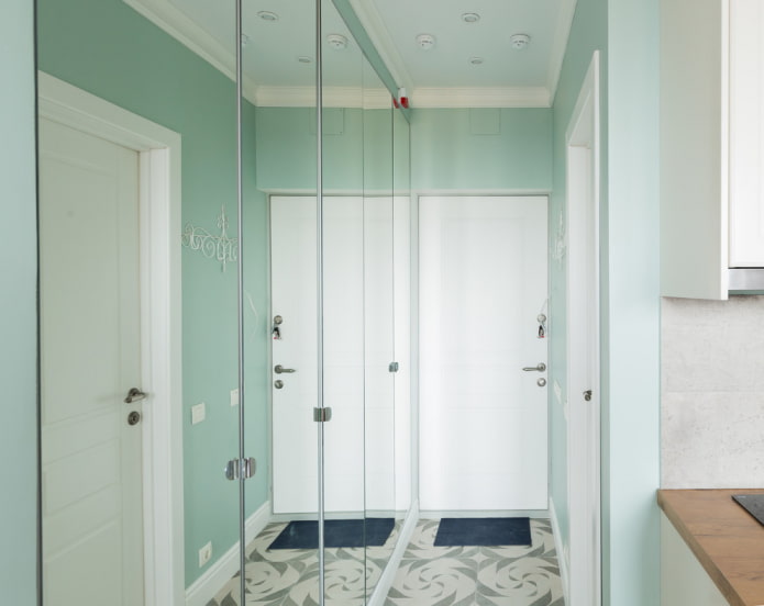 hallway design in mint tones