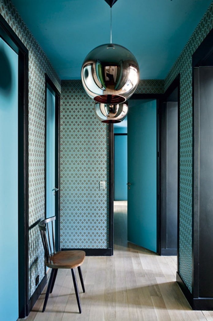 hallway design in turquoise tones
