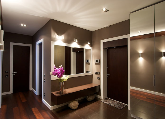 hallway interior in brown tones