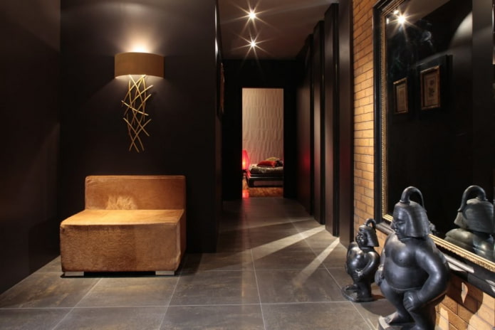 hallway design in dark tones