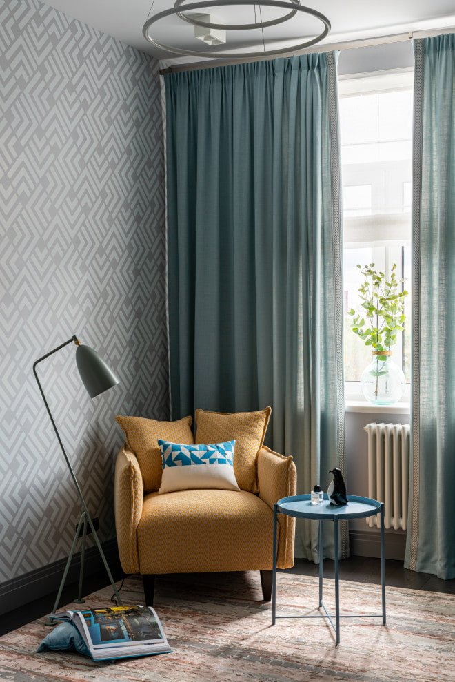 Curtains and table