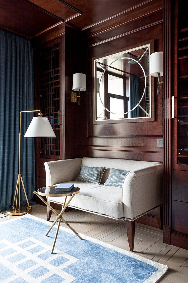 Blue curtains and carpet