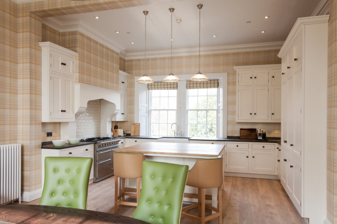 beige walls in the kitchen interior