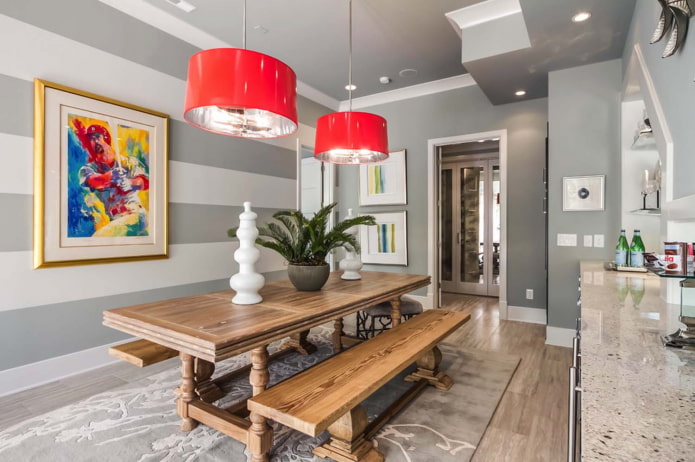 gray walls in the kitchen interior