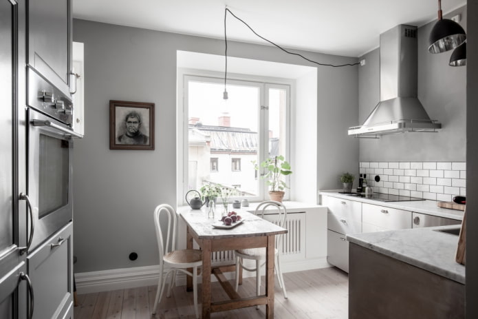 gray walls in the kitchen interior