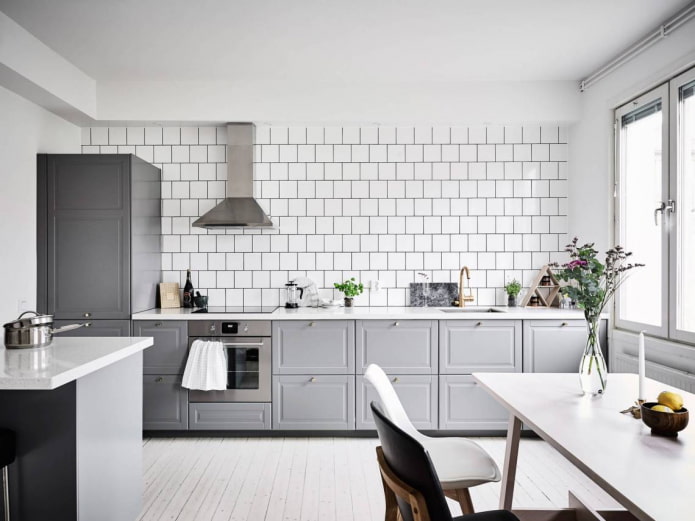 white walls in the kitchen interior