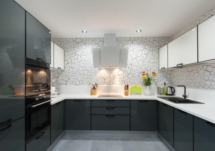 gray walls in the kitchen interior