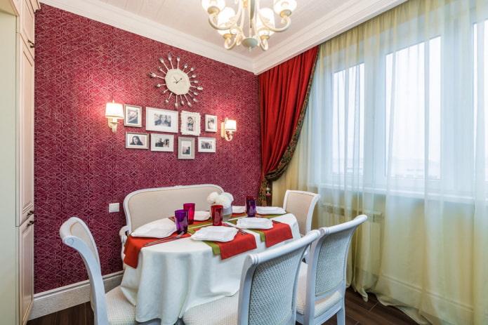 burgundy walls in the kitchen interior