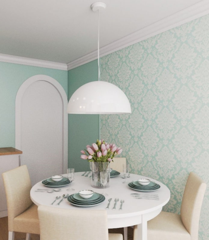 mint-colored walls in the kitchen