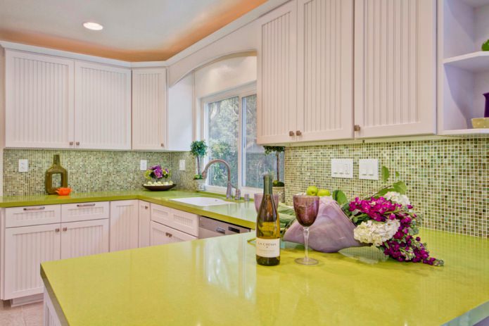 bright green work surface