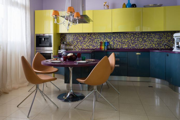 combination of a purple table and countertop