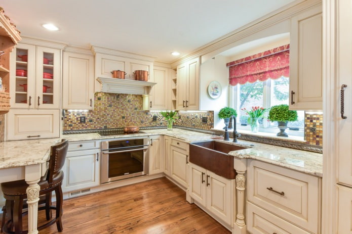 countertop and sink of different colors