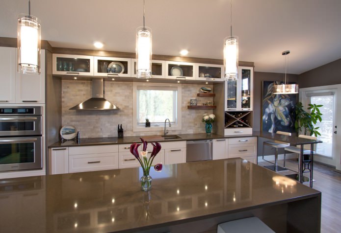 Dark gray work surface in the kitchen