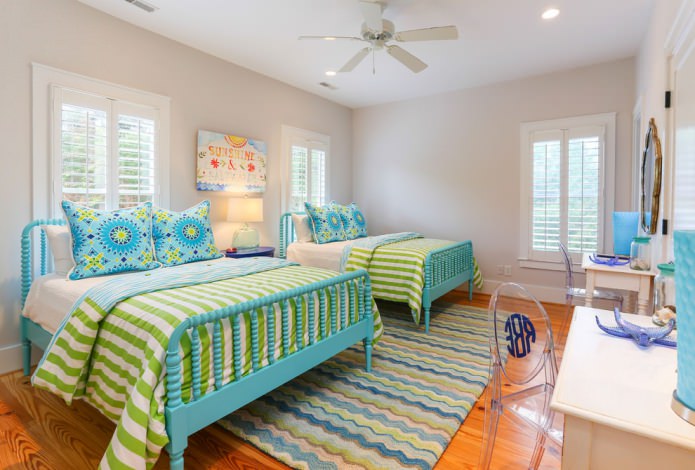 Tiffany color in the interior of a nursery