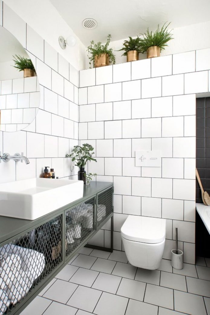 white tiles in the bathroom