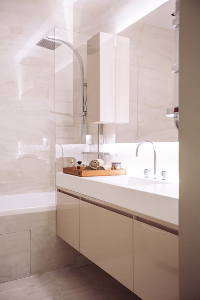 beige gloss in the bathroom