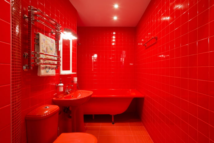 all-red bathroom