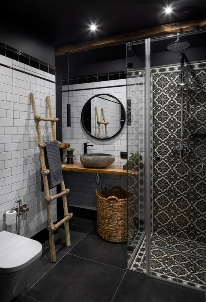 black walls in the shower