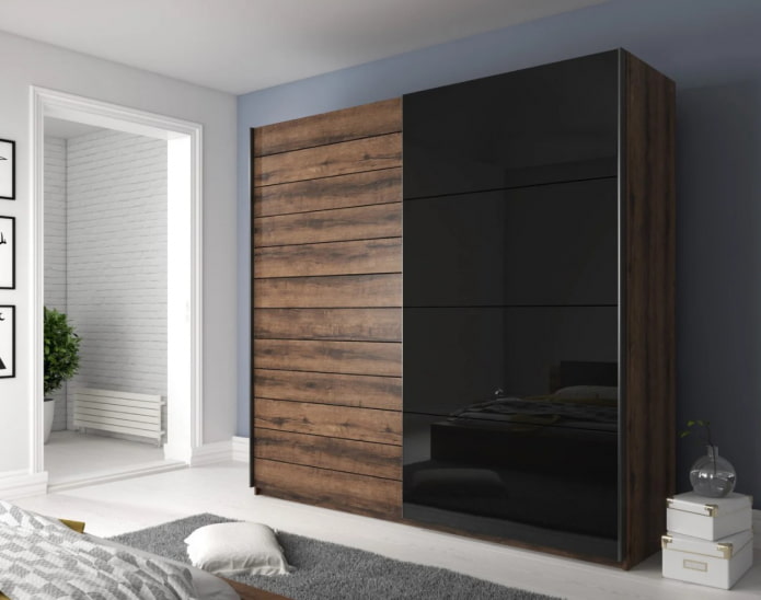 wardrobe wood with black gloss