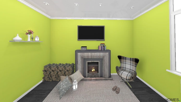 contrasting combination of colors of walls, floor and ceiling