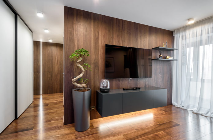 floating TV stand in the interior
