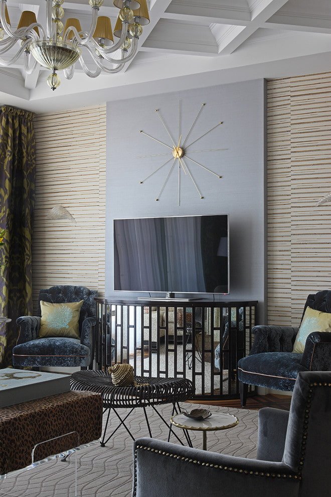 mirror TV stand in the interior
