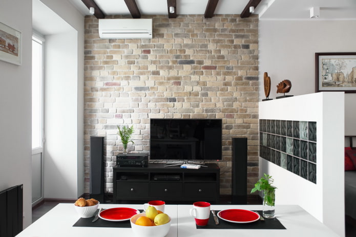 black TV stand in the interior