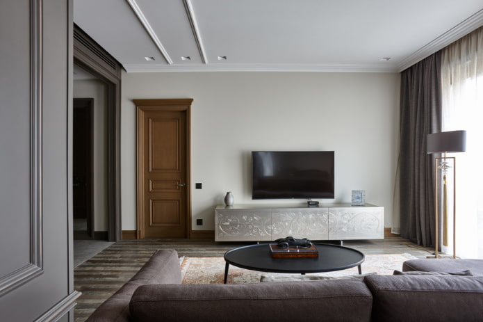 matte TV stand tv in the interior