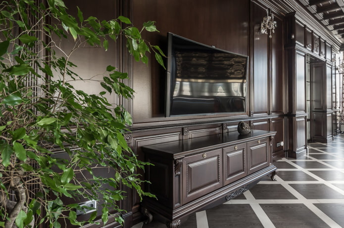 TV stand in the interior in a classic style