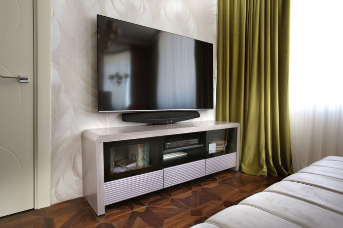 metal tv stand in the interior