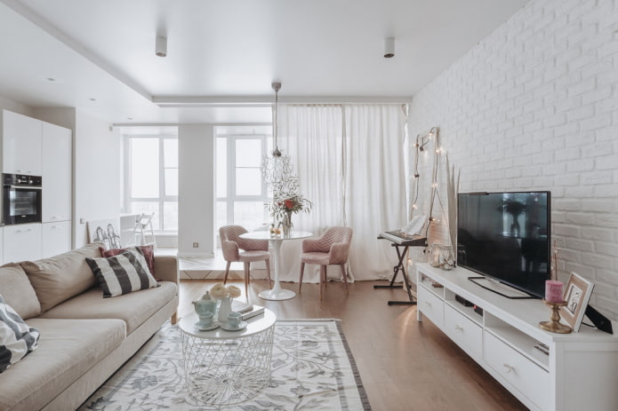 TV stand in the interior in Scandinavian style