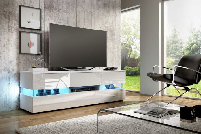 TV stand in a high-tech interior