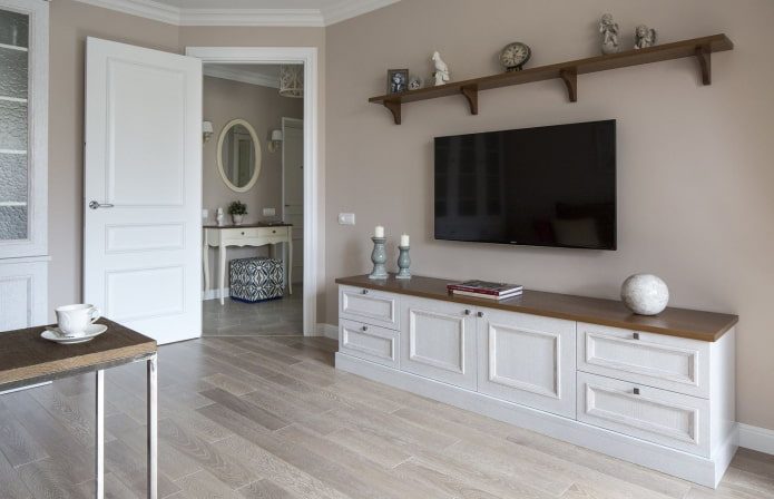 TV stand in the interior in the Provence style