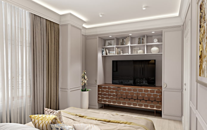 TV stand in the interior in neoclassical style