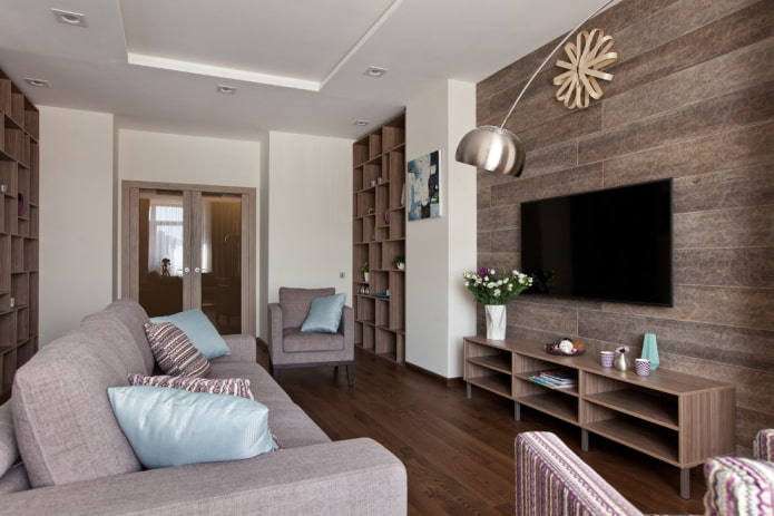 TV stand with shelves in the interior