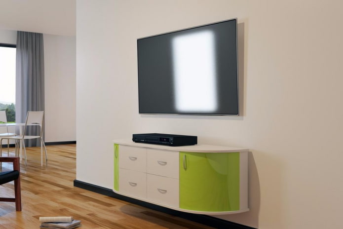 semicircular TV stand in the interior