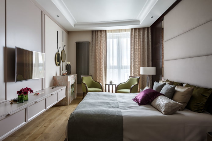 TV stand in the bedroom interior