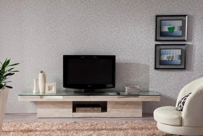 TV stand made of stone in the interior