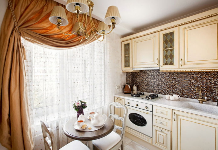 tulle in a small kitchen