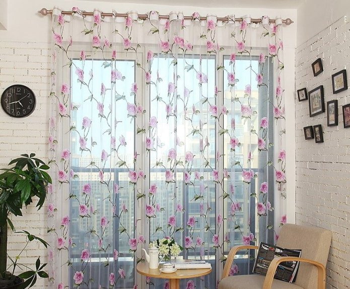 tulle with a floral print